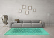 Machine Washable Oriental Turquoise Industrial Area Rugs in a Living Room,, wshurb933turq