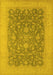 Machine Washable Oriental Yellow Industrial Rug, wshurb933yw