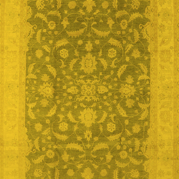 Machine Washable Oriental Yellow Industrial Rug, wshurb933yw