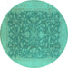 Round Oriental Turquoise Industrial Rug, urb933turq