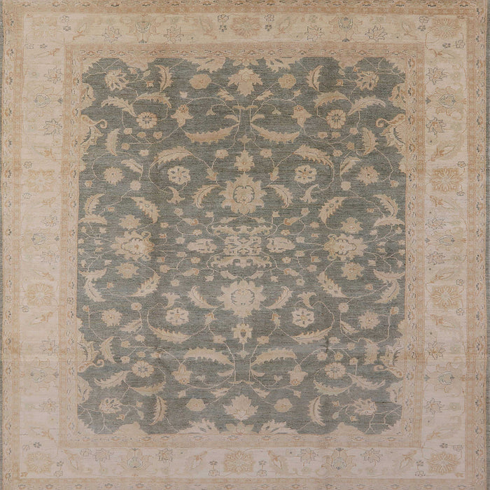 Square Mid-Century Modern Dark Almond Brown Oriental Rug, urb933