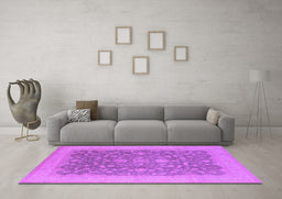 Machine Washable Oriental Purple Industrial Area Rugs in a Living Room, wshurb933pur