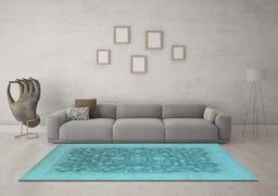 Machine Washable Oriental Light Blue Industrial Rug in a Living Room, wshurb933lblu
