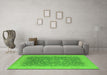 Machine Washable Oriental Green Industrial Area Rugs in a Living Room,, wshurb933grn