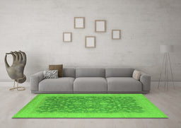 Machine Washable Oriental Green Industrial Area Rugs in a Living Room,, wshurb933grn