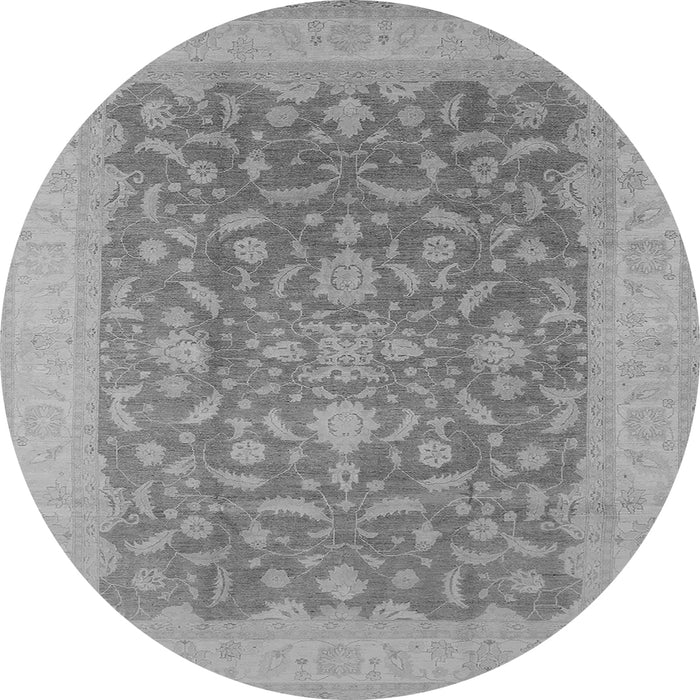 Round Machine Washable Oriental Gray Industrial Rug, wshurb933gry