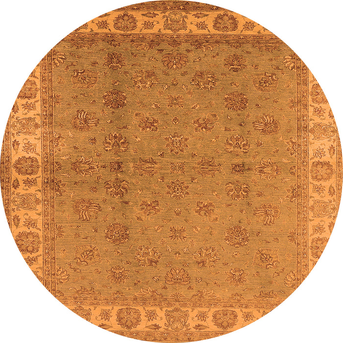 Round Machine Washable Oriental Orange Industrial Area Rugs, wshurb934org
