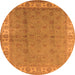 Round Machine Washable Oriental Orange Industrial Area Rugs, wshurb934org