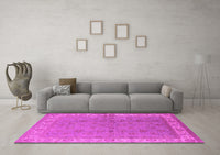 Machine Washable Oriental Pink Industrial Rug, wshurb934pnk