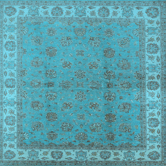 Square Machine Washable Oriental Light Blue Industrial Rug, wshurb934lblu