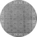 Round Machine Washable Oriental Gray Industrial Rug, wshurb934gry