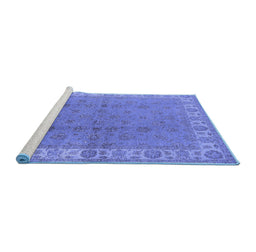 Sideview of Machine Washable Oriental Blue Industrial Rug, wshurb934blu