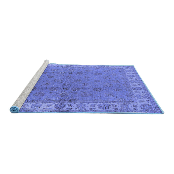 Sideview of Machine Washable Oriental Blue Industrial Rug, wshurb934blu