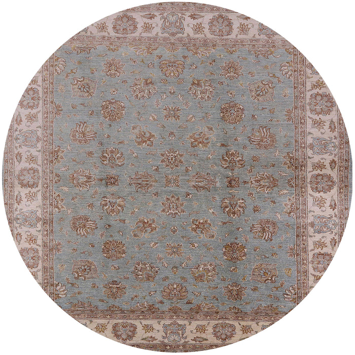 Round Mid-Century Modern Dark Almond Brown Oriental Rug, urb934