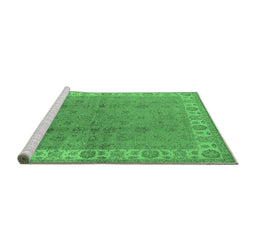 Sideview of Machine Washable Oriental Emerald Green Industrial Area Rugs, wshurb934emgrn