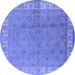 Round Oriental Blue Industrial Rug, urb934blu