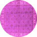 Round Machine Washable Oriental Pink Industrial Rug, wshurb934pnk