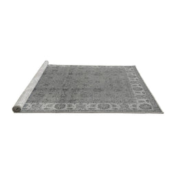 Sideview of Machine Washable Oriental Gray Industrial Rug, wshurb934gry