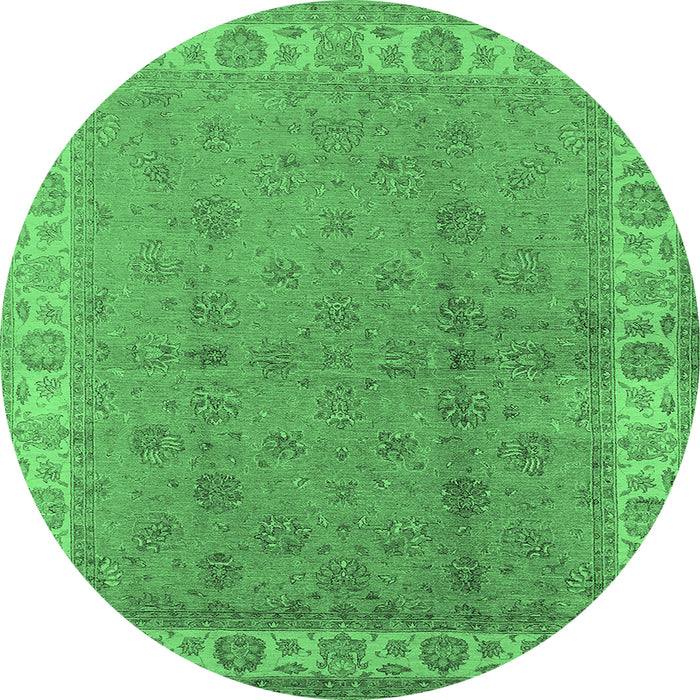 Round Oriental Emerald Green Industrial Rug, urb934emgrn