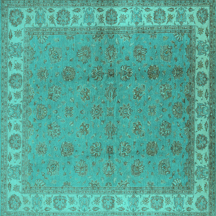 Square Oriental Turquoise Industrial Rug, urb934turq
