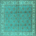 Square Oriental Turquoise Industrial Rug, urb934turq