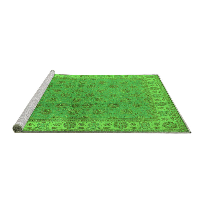 Sideview of Machine Washable Oriental Green Industrial Area Rugs, wshurb934grn