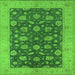 Square Machine Washable Oriental Green Industrial Area Rugs, wshurb935grn