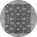 Round Machine Washable Oriental Gray Industrial Rug, wshurb935gry