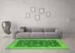 Machine Washable Oriental Green Industrial Area Rugs in a Living Room,, wshurb935grn