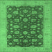 Square Machine Washable Oriental Emerald Green Industrial Area Rugs, wshurb935emgrn