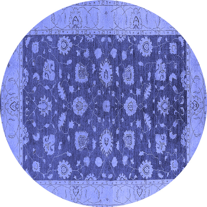 Round Oriental Blue Industrial Rug, urb935blu