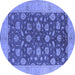 Round Oriental Blue Industrial Rug, urb935blu