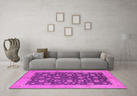 Machine Washable Oriental Pink Industrial Rug, wshurb935pnk