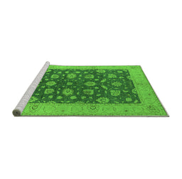 Sideview of Machine Washable Oriental Green Industrial Area Rugs, wshurb935grn