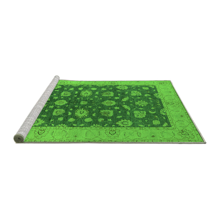 Sideview of Machine Washable Oriental Green Industrial Area Rugs, wshurb935grn