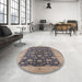 Round Machine Washable Industrial Modern Gray Rug in a Office, wshurb935