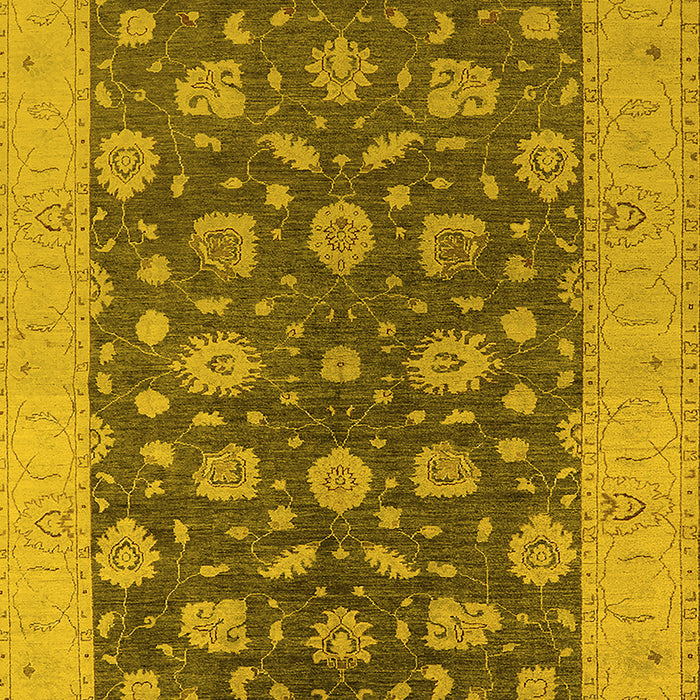Machine Washable Oriental Yellow Industrial Rug, wshurb935yw