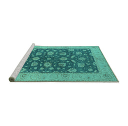 Sideview of Machine Washable Oriental Turquoise Industrial Area Rugs, wshurb935turq