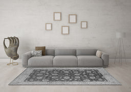 Machine Washable Oriental Gray Industrial Rug in a Living Room,, wshurb935gry