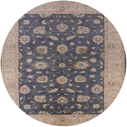 Round Mid-Century Modern Gray Oriental Rug, urb935