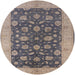 Round Mid-Century Modern Gray Oriental Rug, urb935