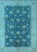 Machine Washable Oriental Light Blue Industrial Rug, wshurb935lblu