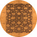 Round Machine Washable Oriental Orange Industrial Area Rugs, wshurb935org