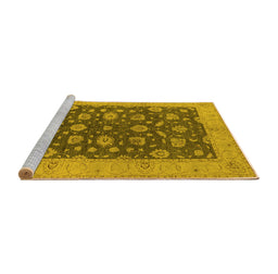 Sideview of Machine Washable Oriental Yellow Industrial Rug, wshurb935yw