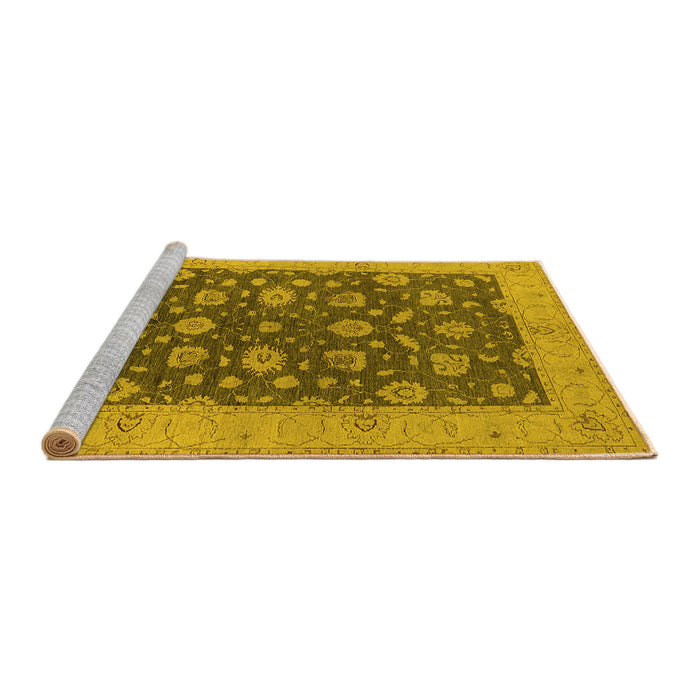 Sideview of Machine Washable Oriental Yellow Industrial Rug, wshurb935yw