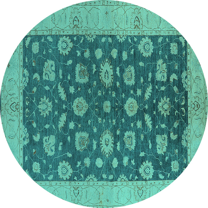 Round Oriental Turquoise Industrial Rug, urb935turq