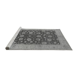 Sideview of Machine Washable Oriental Gray Industrial Rug, wshurb935gry