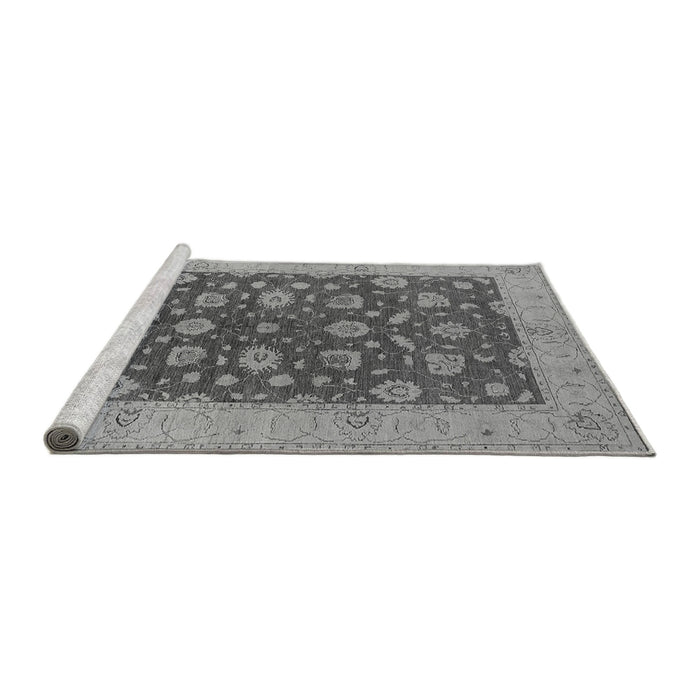 Sideview of Machine Washable Oriental Gray Industrial Rug, wshurb935gry
