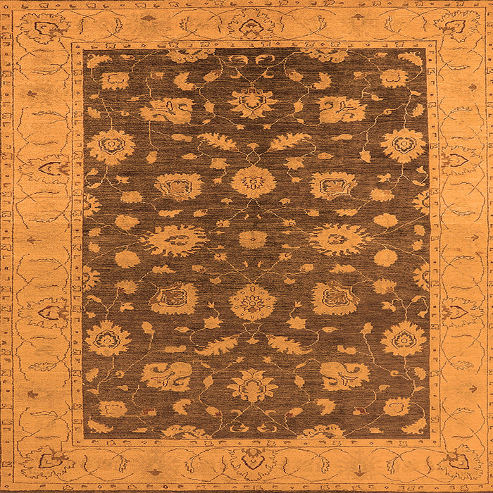 Square Machine Washable Oriental Orange Industrial Area Rugs, wshurb935org