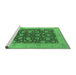 Sideview of Machine Washable Oriental Emerald Green Industrial Area Rugs, wshurb935emgrn